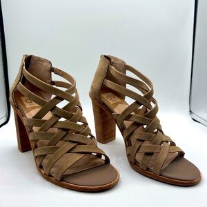 Dolce Vita Franney Taupe Leather Strappy Heels